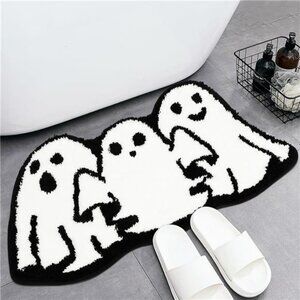Halloween Ghost Bathroom Rug Non Slip Bath Mat Soft Absorbent Spooky Floor Carpe